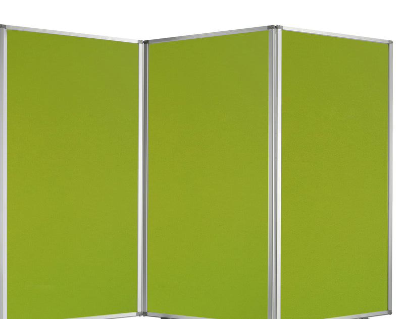 Accordion Style Fabric Upholstered 3 Panel Room Divider, Green and Gray-zoom-