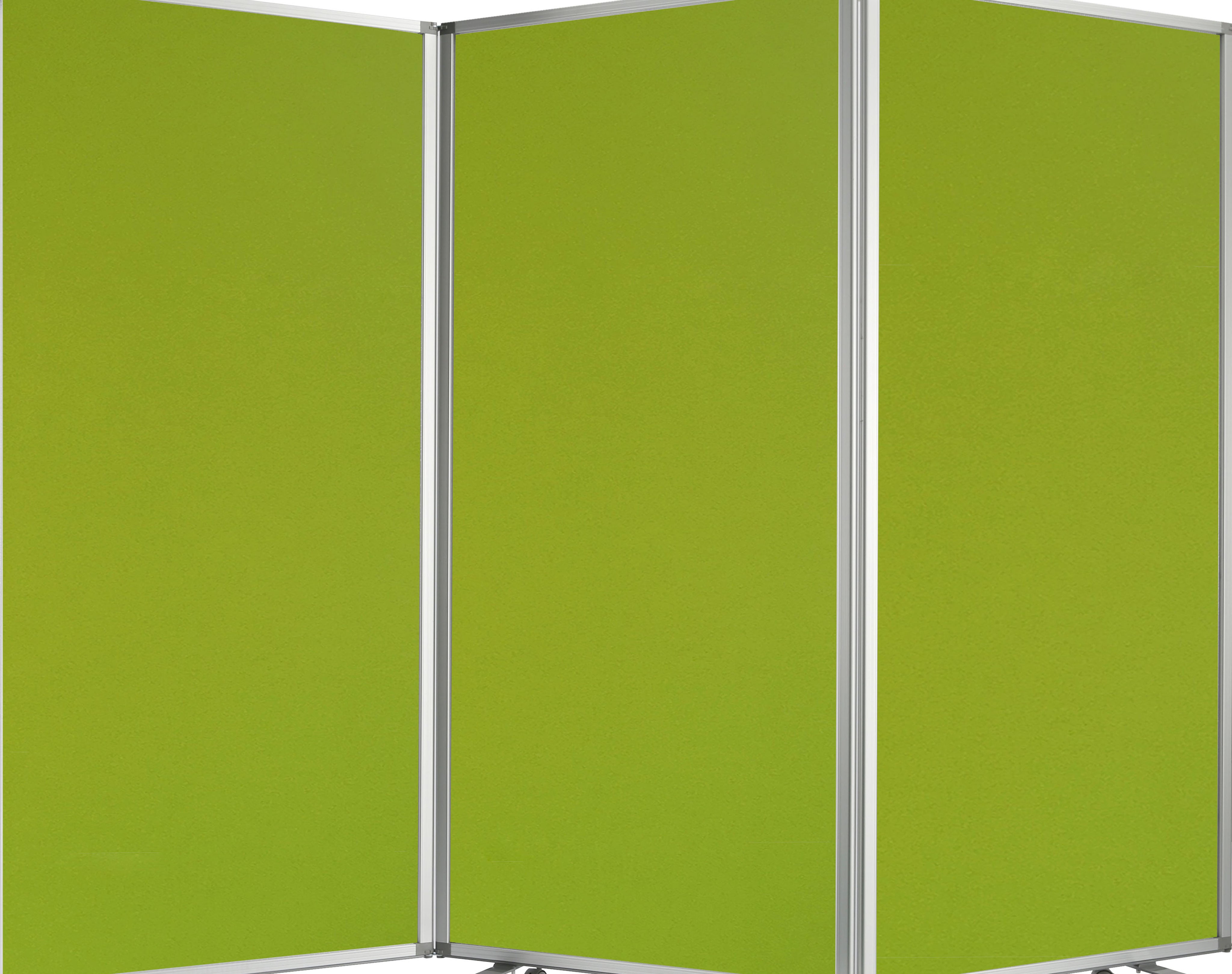 Accordion Style Fabric Upholstered 3 Panel Room Divider, Green and Gray-zoom-3