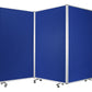 Accordion Style Fabric Upholstered 3 Panel Room Divider, Blue and Gray