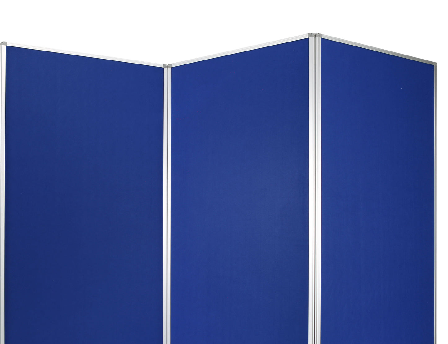 Accordion Style Fabric Upholstered 3 Panel Room Divider, Blue and Gray