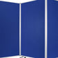 Accordion Style Fabric Upholstered 3 Panel Room Divider, Blue and Gray