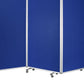 Accordion Style Fabric Upholstered 3 Panel Room Divider, Blue and Gray