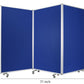 Accordion Style Fabric Upholstered 3 Panel Room Divider, Blue and Gray