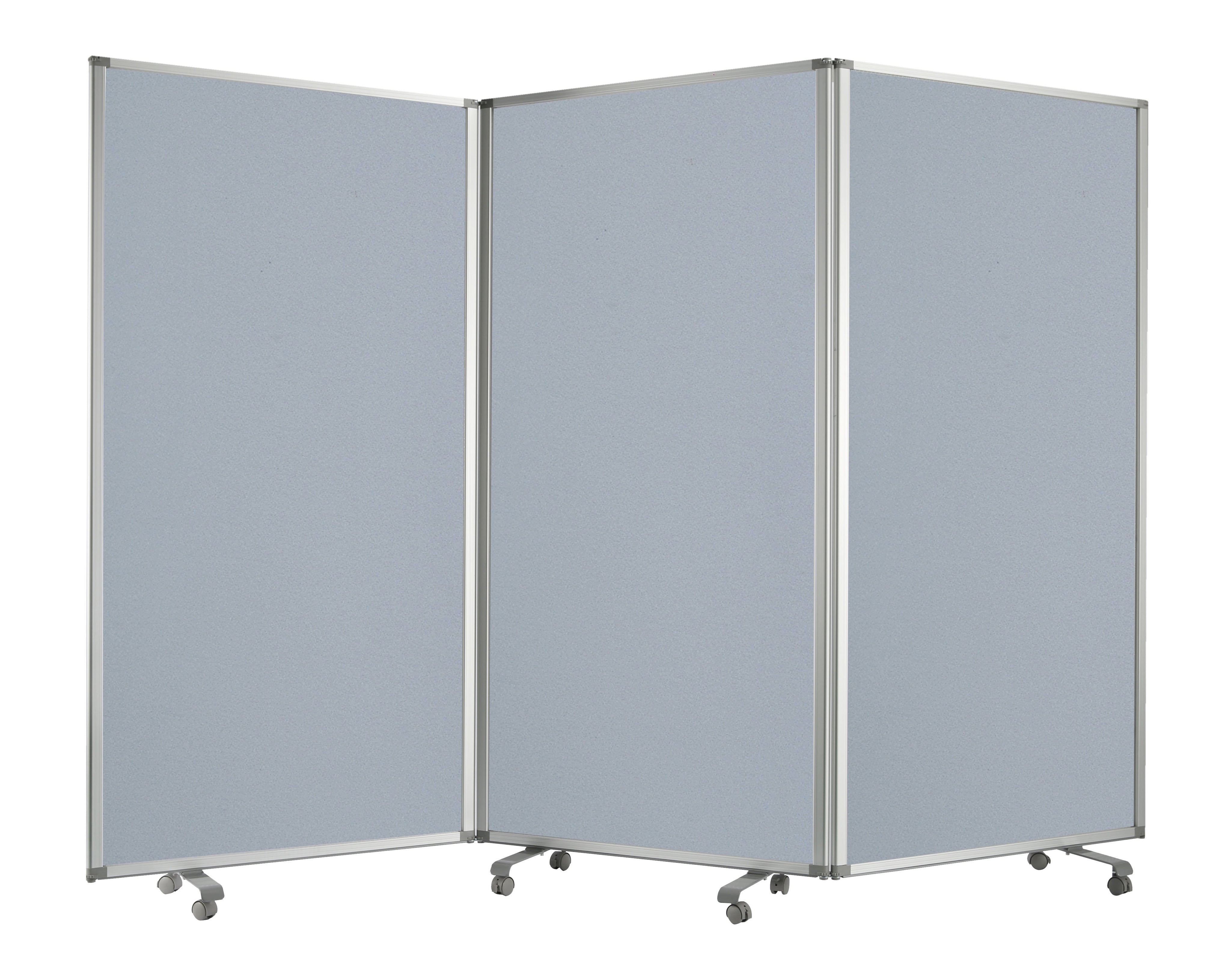 Accordion Style Fabric Upholstered 3 Panel Room Divider, Gray-zoom-1