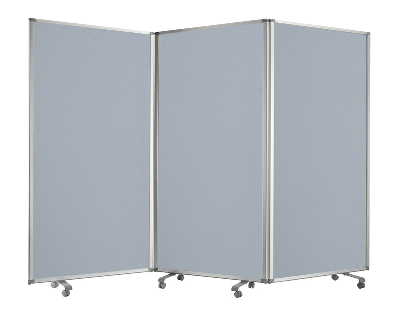 Accordion Style Fabric Upholstered 3 Panel Room Divider, Gray-zoom-