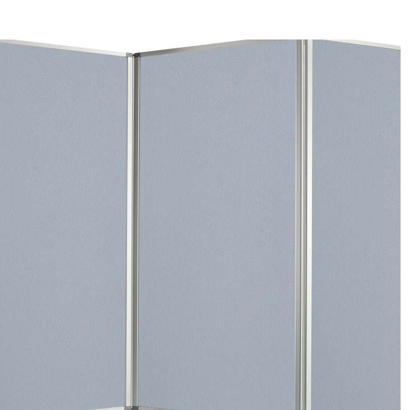 Accordion Style Fabric Upholstered 3 Panel Room Divider, Gray-zoom-