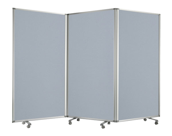 Accordion Style Fabric Upholstered 3 Panel Room Divider, Gray