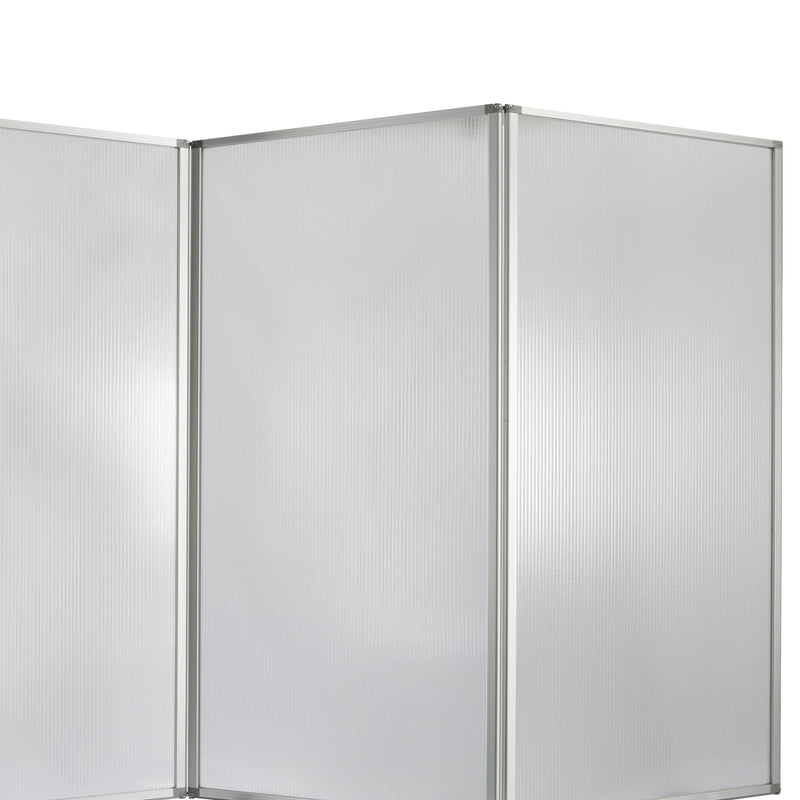 Accordion Style Plastic Inserts 3 Panel Room Divider with Casters, Gray-zoom-
