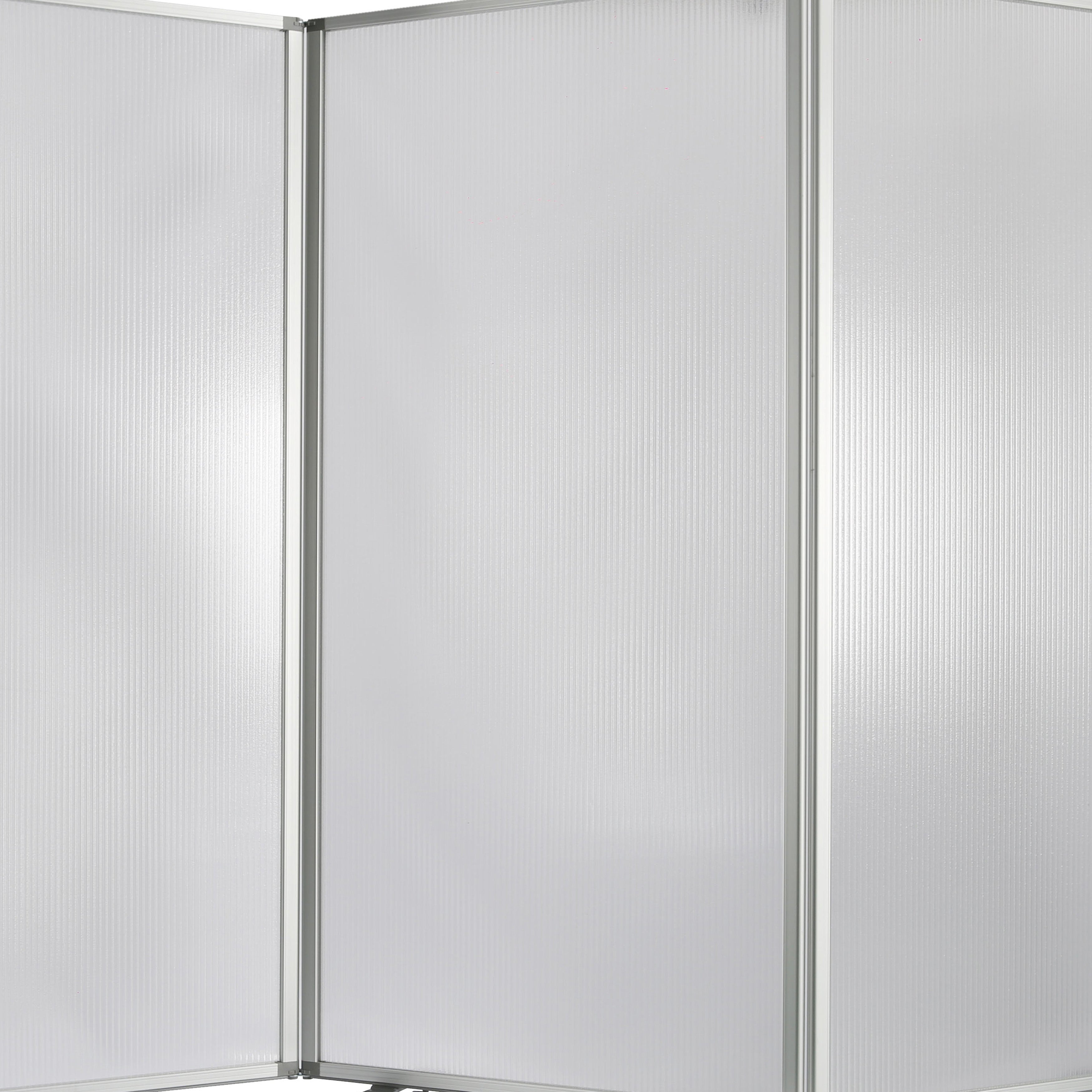 Accordion Style Plastic Inserts 3 Panel Room Divider with Casters, Gray-zoom-3
