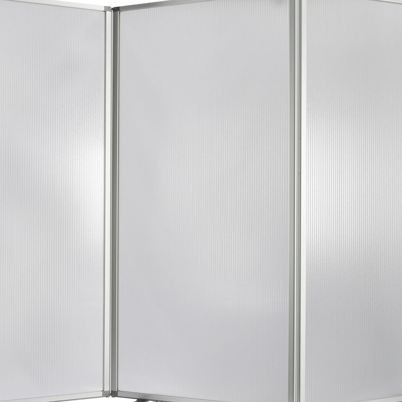 Accordion Style Plastic Inserts 3 Panel Room Divider with Casters, Gray-zoom-