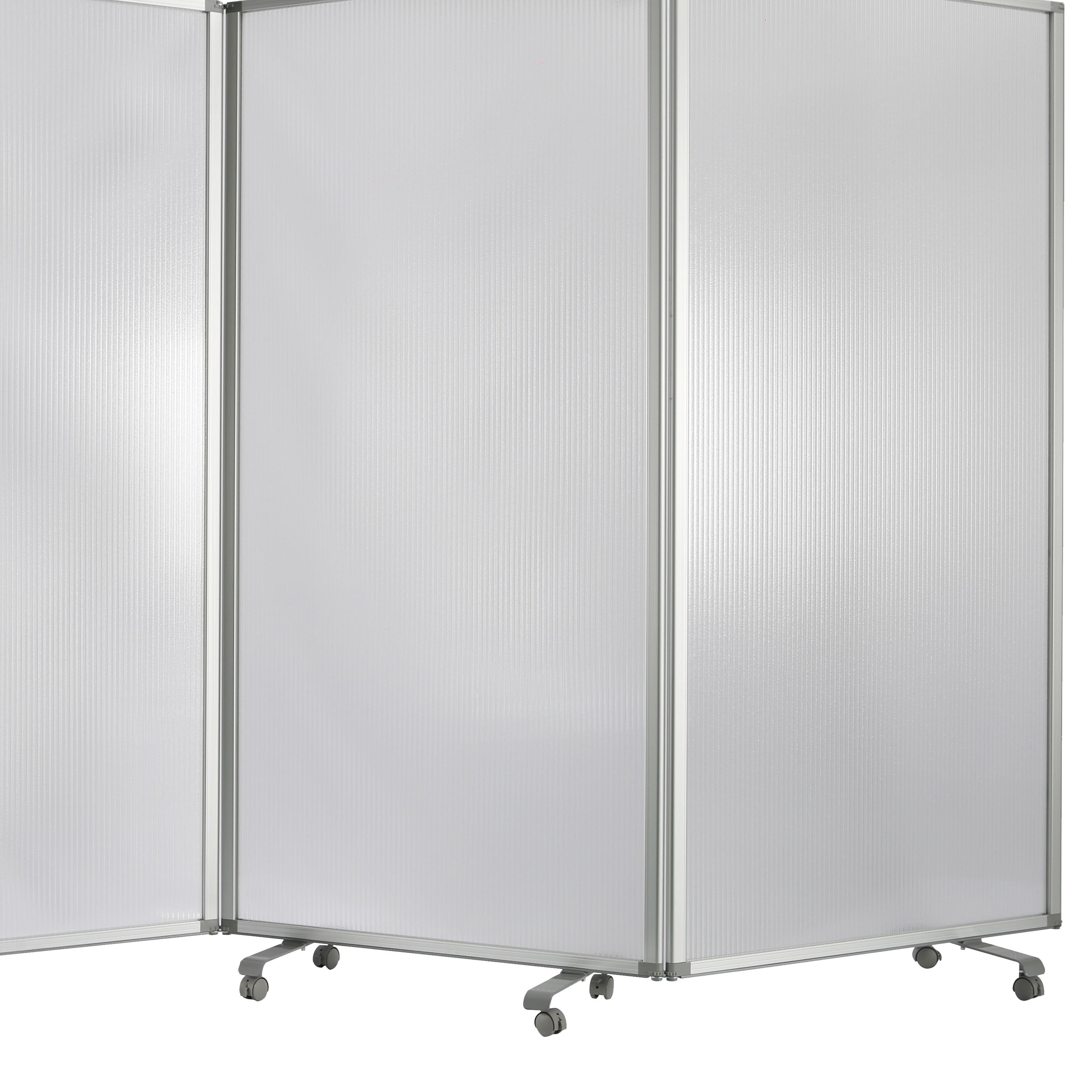 Accordion Style Plastic Inserts 3 Panel Room Divider with Casters, Gray-zoom-4