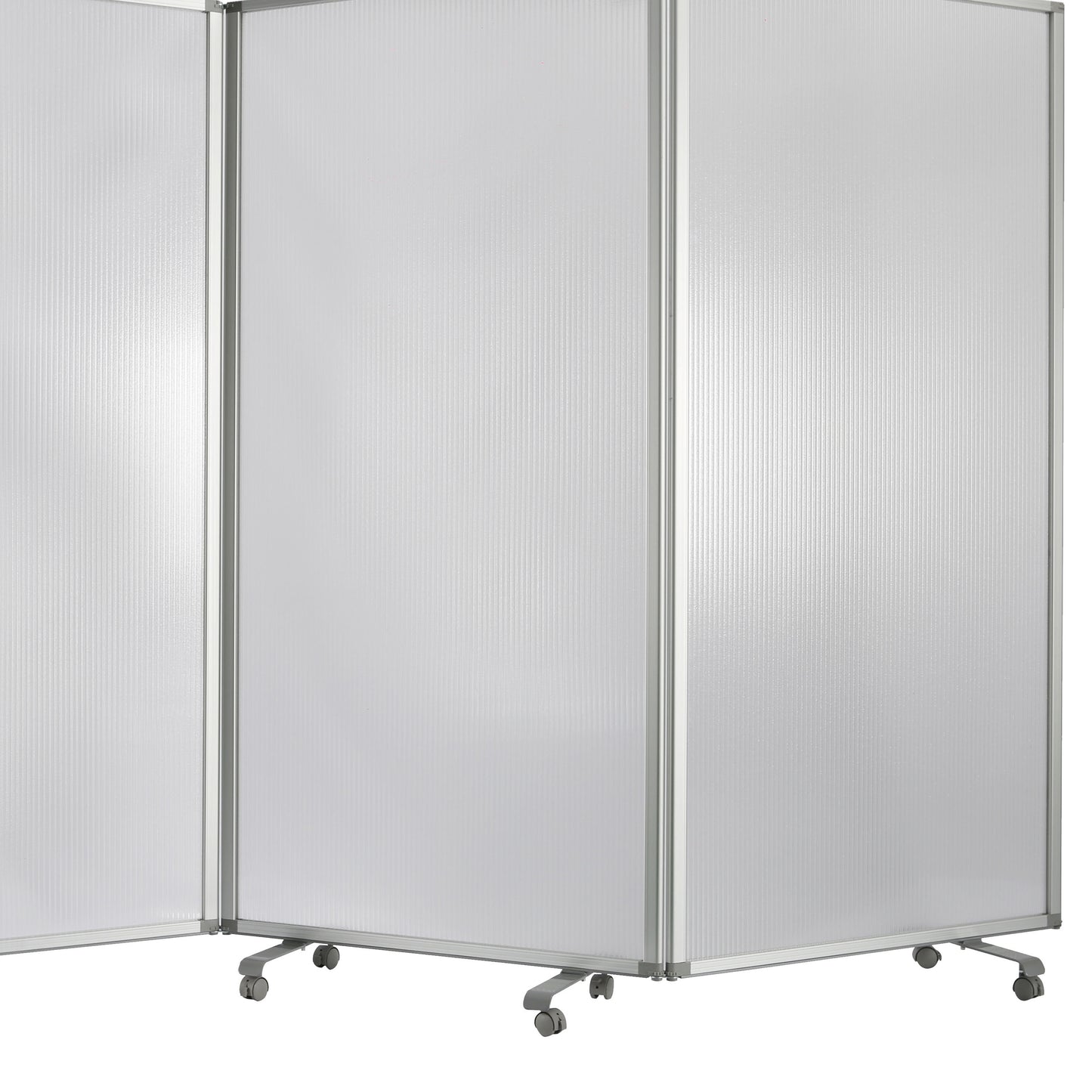 Accordion Style Plastic Inserts 3 Panel Room Divider with Casters, Gray