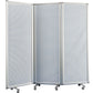 Accordion Style Metal 3 Panel Room Divider with Perforated Details, White