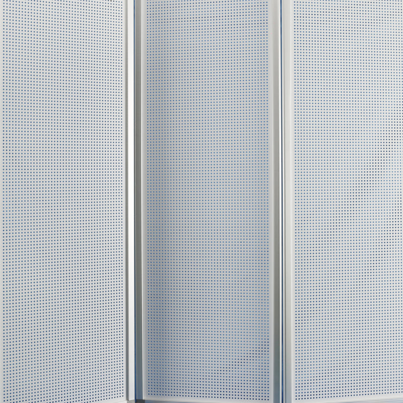 Accordion Style Metal 3 Panel Room Divider with Perforated Details, White-zoom-