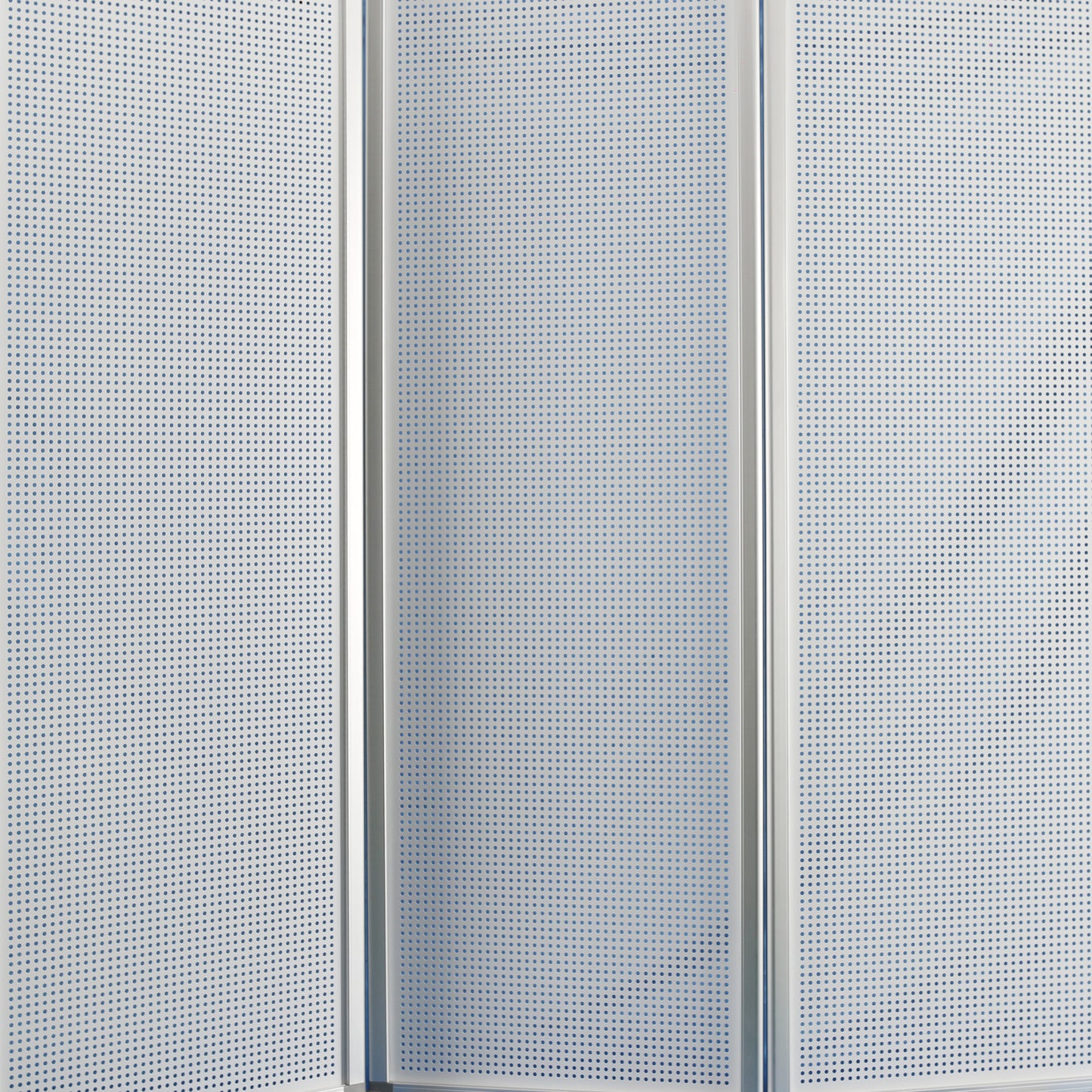 Accordion Style Metal 3 Panel Room Divider with Perforated Details, White