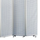 Accordion Style Metal 3 Panel Room Divider with Perforated Details, White