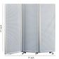 Accordion Style Metal 3 Panel Room Divider with Perforated Details, White