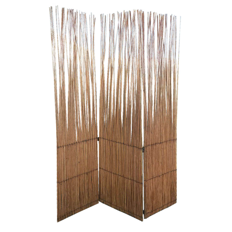 69 Inch 3 Panel Room Divider, Wood Willow Branch, Brown-zoom-