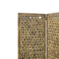 Woven Seagrass 3 Panel Wooden Room Divider, Natural Brown