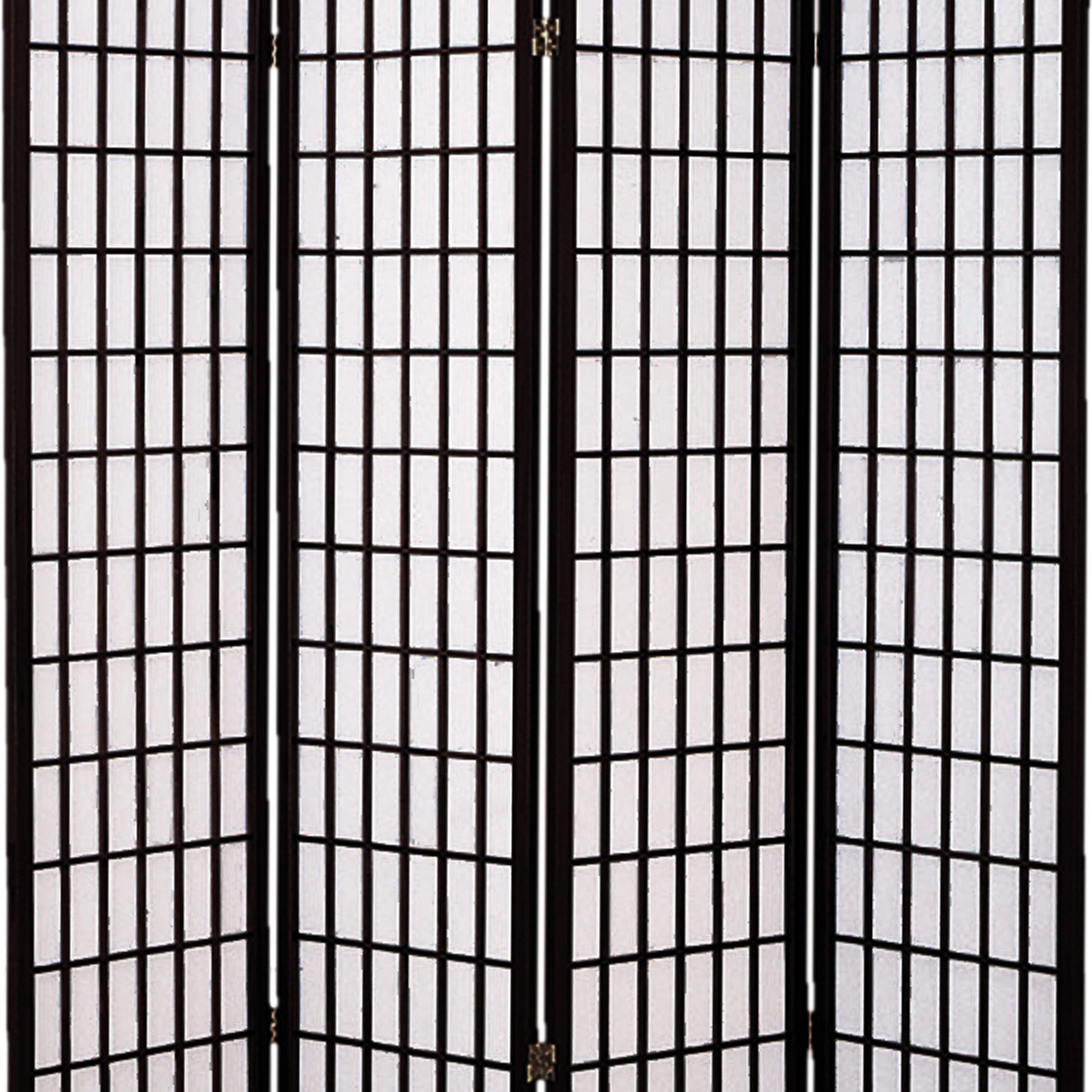 Wooden 4 Panel Room Divider with Shoji Paper Inserts, Black and White-zoom-3