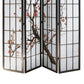 Tree and Flower Print 4 Panel Room Divider with Shoji Inserts, Red and Black