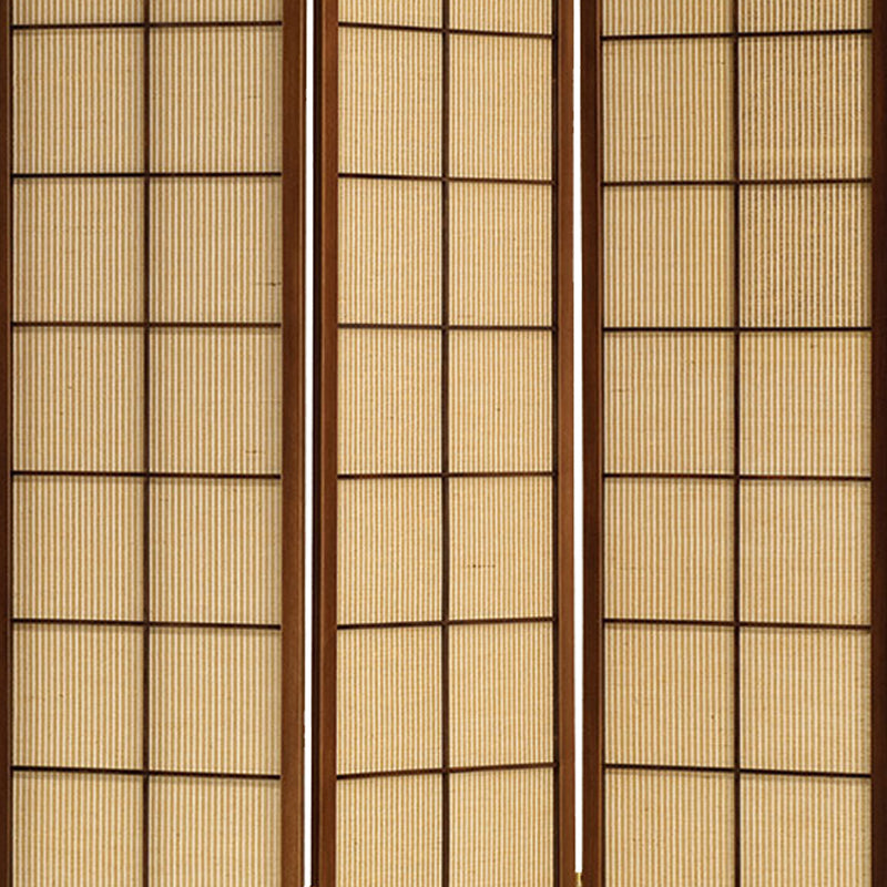 3 Panel Wooden Room Divider with Jute Inlays, Brown and Beige-zoom-