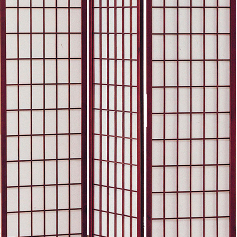 3 Panel Room Divider with Shoji Inserts, Cherry Brown and White-zoom-