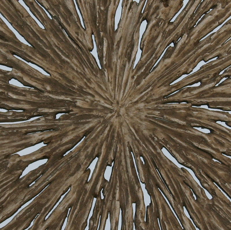 Round Shape Rotten Wood Sandstone Wall Decor With Cut Out Large Oak Brown-zoom-