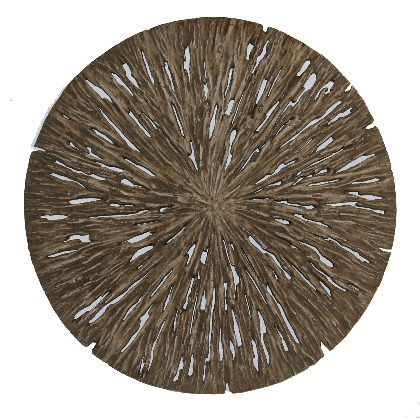 Round Shape Rotten Wood Sandstone Wall Decor With Cut Out Large Oak Brown