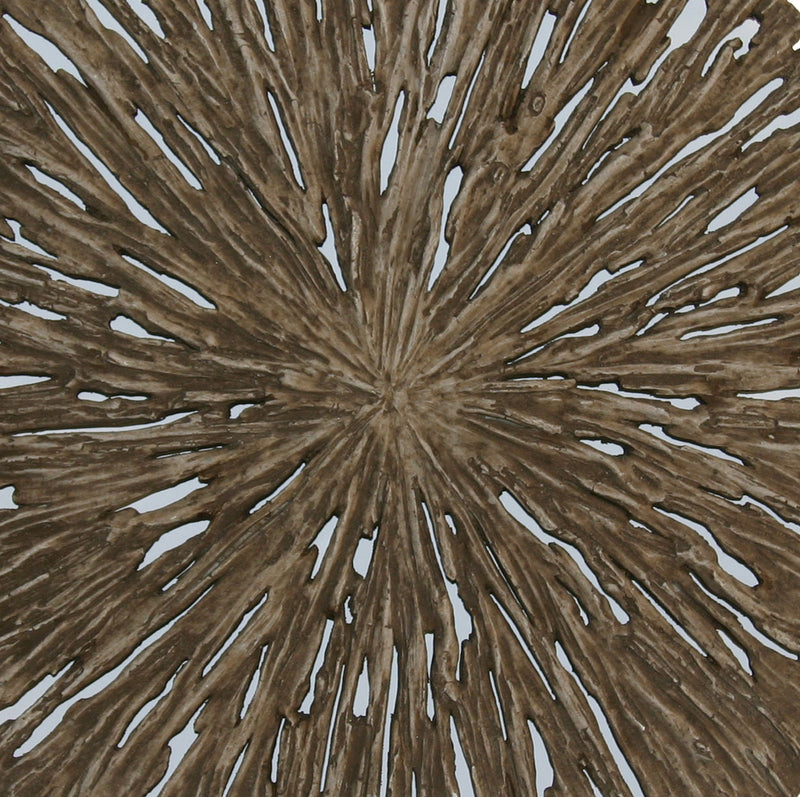 Round Shape Rotten Wood Sandstone Wall Decor With Cut Out Large Oak Brown-zoom-