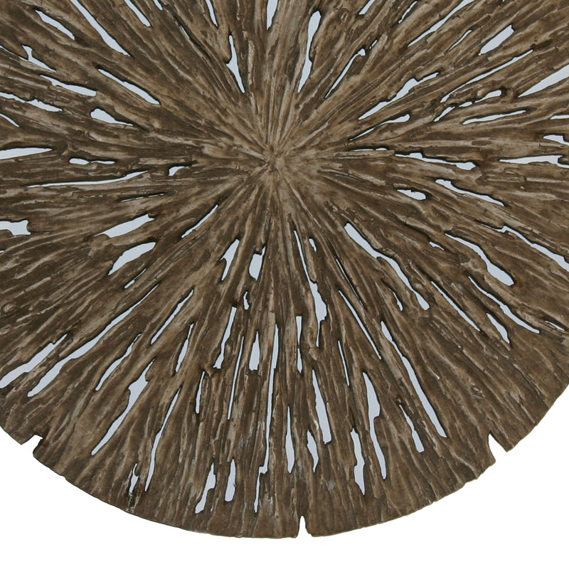 Round Shape Rotten Wood Sandstone Wall Decor With Cut Out Large Oak Brown-zoom-