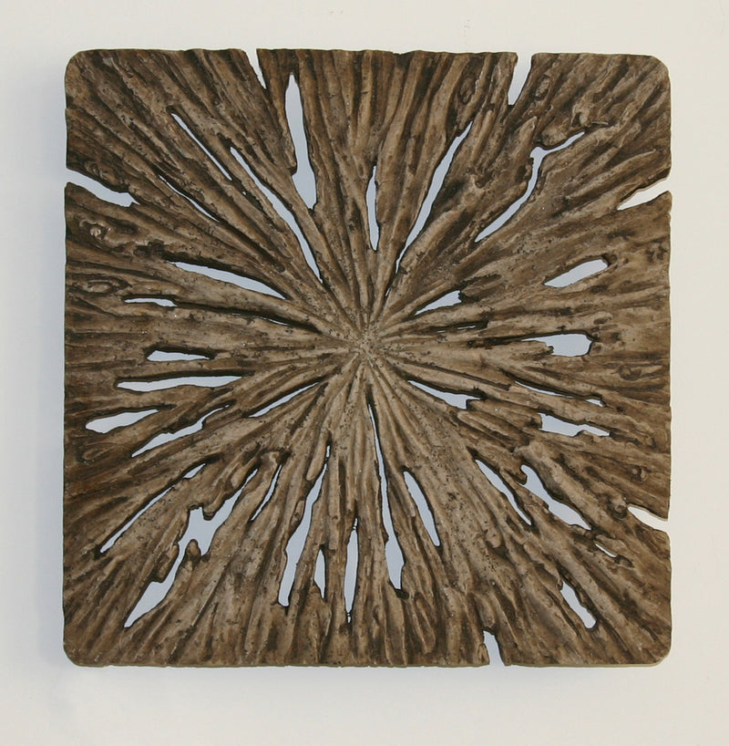 Square Rotten Wood Sandstone Wall Decor With Cut Outs Small Oak Brown-zoom-