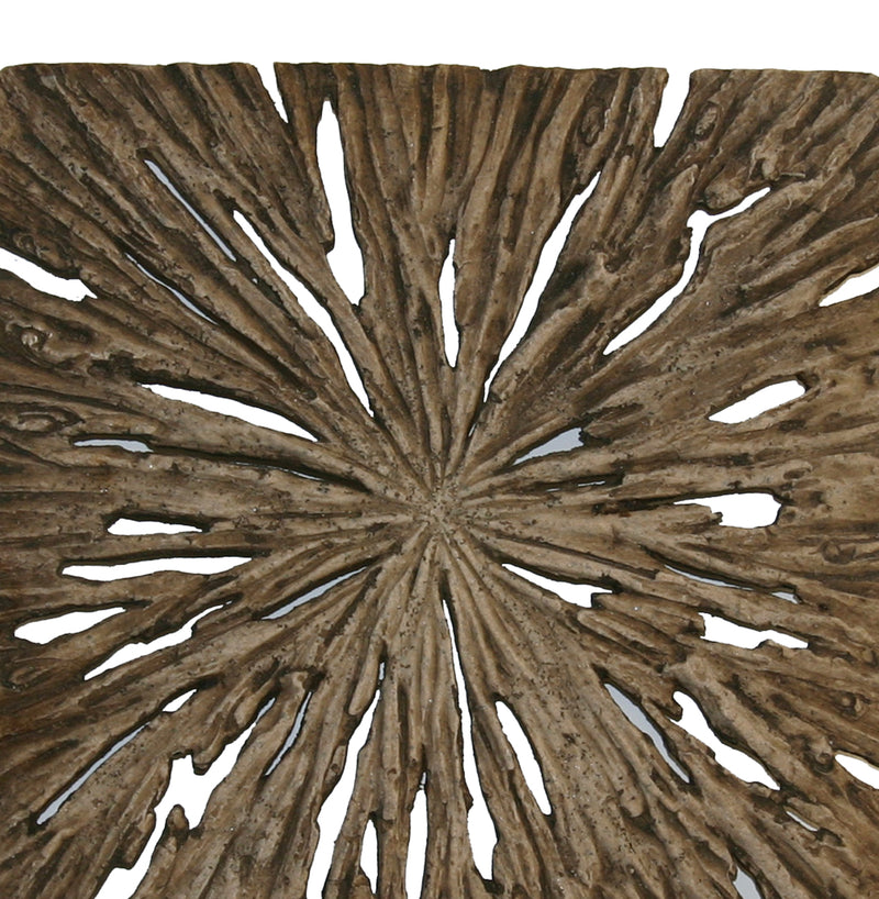 Square Rotten Wood Sandstone Wall Decor With Cut Outs Small Oak Brown-zoom-