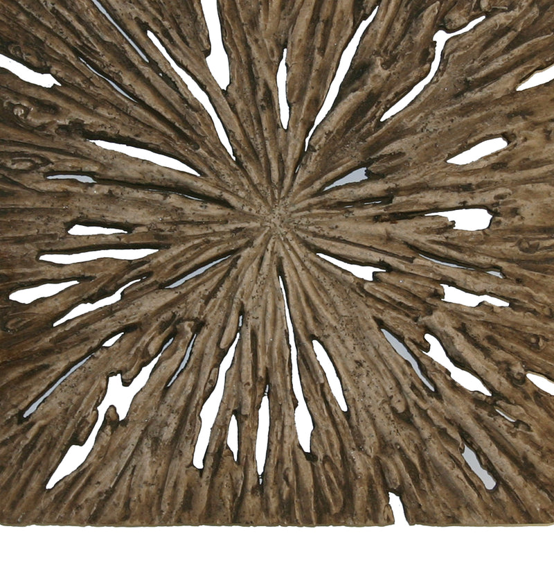Square Rotten Wood Sandstone Wall Decor With Cut Outs Small Oak Brown-zoom-