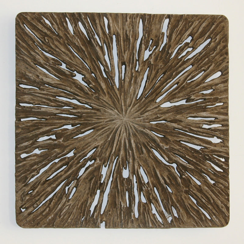 Square Rotten Wood Sandstone Wall Decor With Cut Out Medium Oak Brown-zoom-