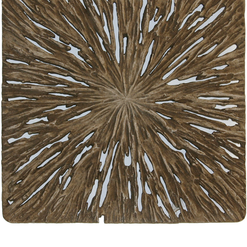 Square Rotten Wood Sandstone Wall Decor With Cut Out Medium Oak Brown-zoom-