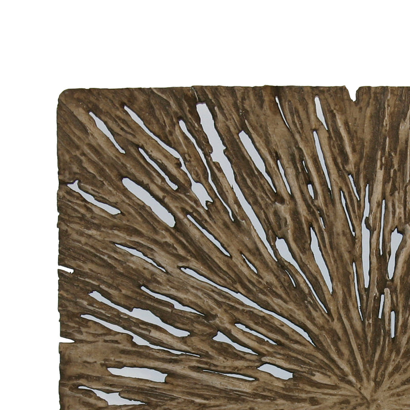 Square Rotten Wood Sandstone Wall Decor With Cut Out Large Oak Brown-zoom-
