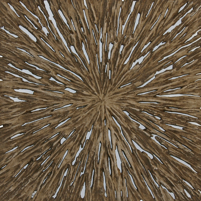 Square Rotten Wood Sandstone Wall Decor With Cut Out Large Oak Brown-zoom-