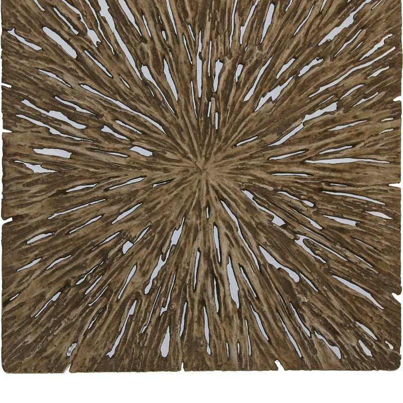 Square Rotten Wood Sandstone Wall Decor With Cut Out Large Oak Brown-zoom-