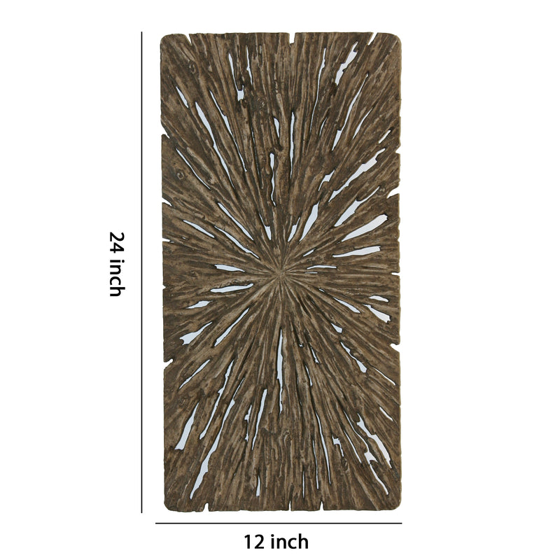 Rectangle Rotten Wood Sandstone Wall Decor With Cut Out Small Oak Brown-zoom-