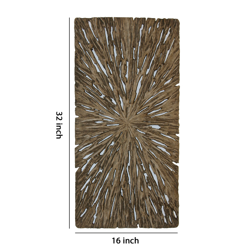 Rectangle Rotten Wood Sandstone Wall Decor With Cut Out Medium Oak Brown-zoom-