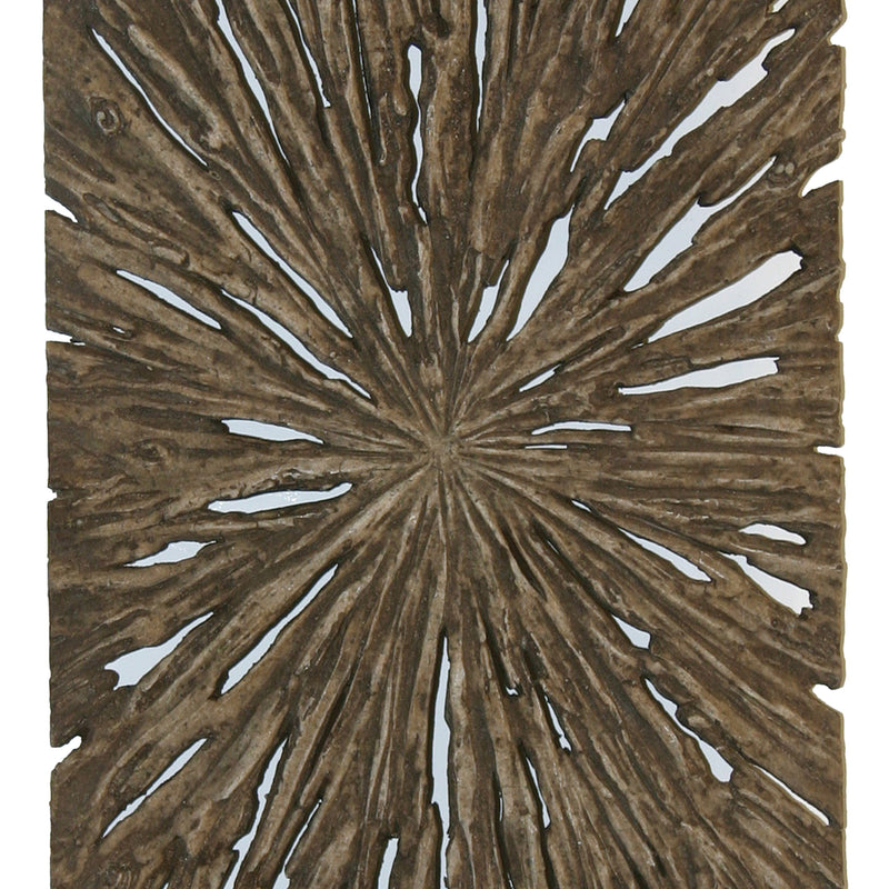 Rectangle Rotten Wood Sandstone Wall Decor With Cut Out Large Oak Brown-zoom-