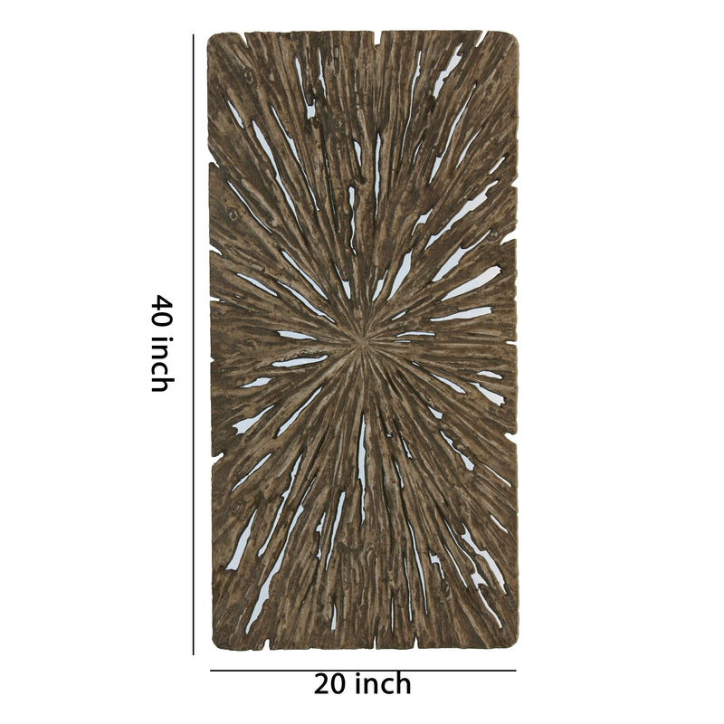 Rectangle Rotten Wood Sandstone Wall Decor With Cut Out Large Oak Brown-zoom-