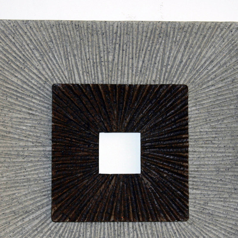 Square Shaped Wall Decor With Ribbed Details Small Brown And Gray-zoom-