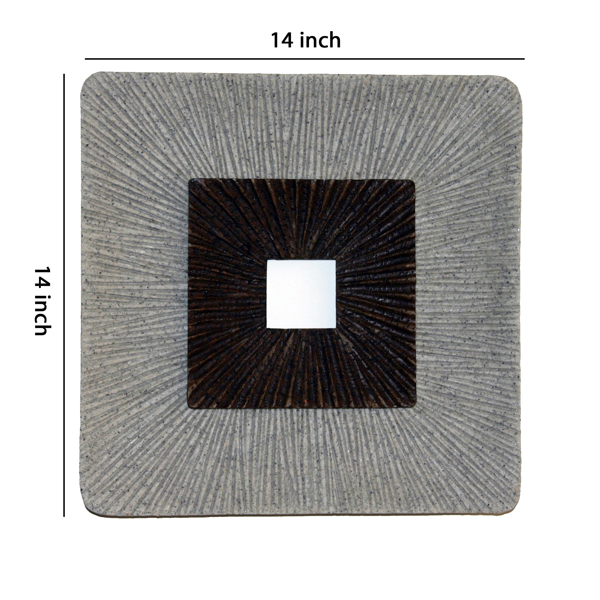 Square Shaped Wall Decor With Ribbed Details Small Brown And Gray-zoom-5