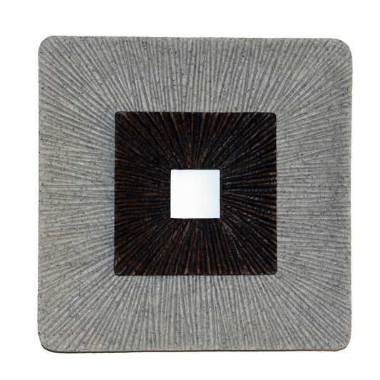 Square Shaped Wall Decor With Ribbed Details Small Brown And Gray