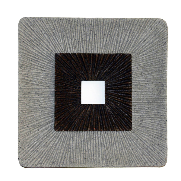 Square Shaped Wall Decor With Ribbed Details Small Brown And Gray