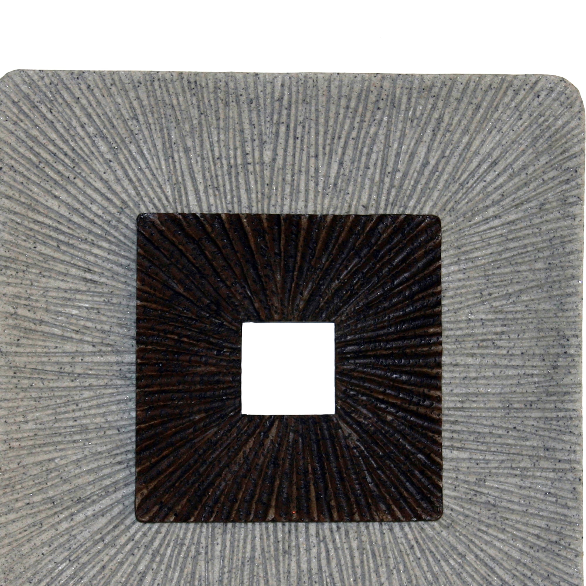 Square Shaped Wall Decor With Ribbed Details Medium Brown And Gray