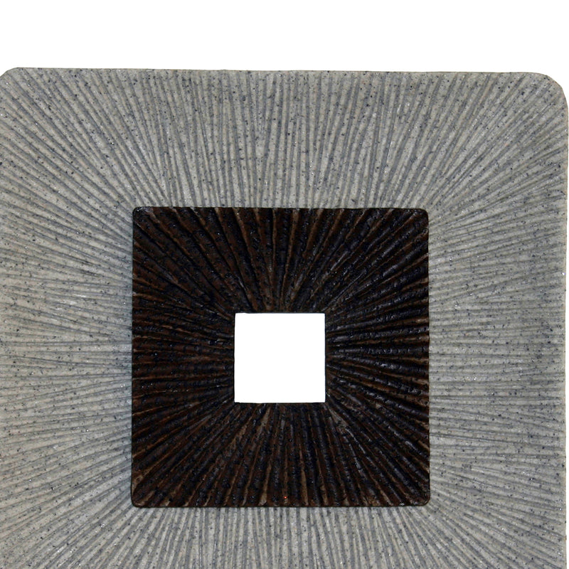 Square Shaped Wall Decor With Ribbed Details Medium Brown And Gray-zoom-