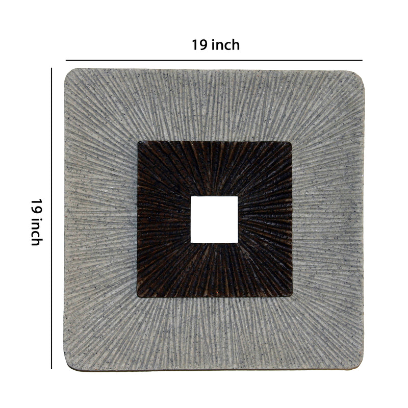 Square Shaped Wall Decor With Ribbed Details Medium Brown And Gray-zoom-